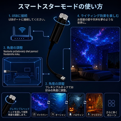 Vitalisys® 5Dスマートプロジェクター 🌌 – 30種類以上の幻想シーン＆スマホアプリで簡単操作 🌥️❤️