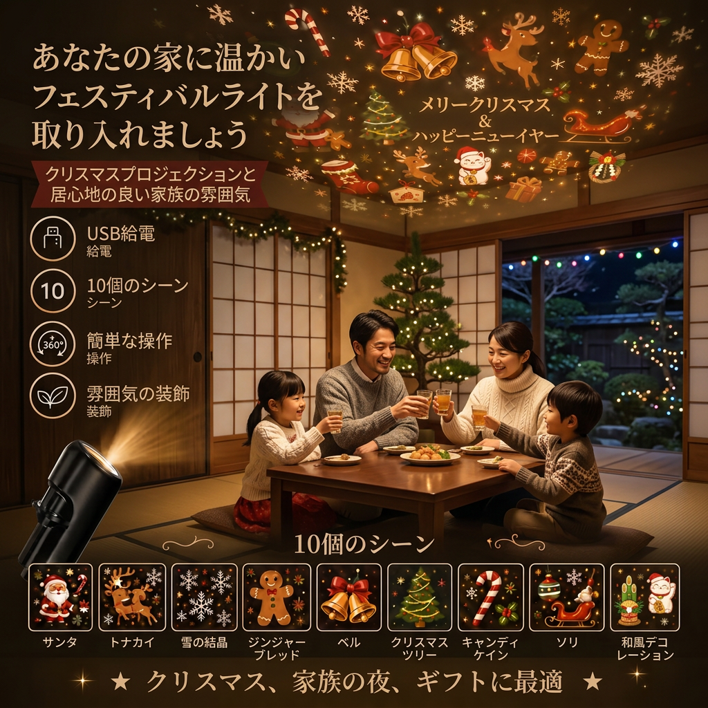 Vitalisys® 5Dスマートプロジェクター 🌌 – 30種類以上の幻想シーン＆スマホアプリで簡単操作 🌥️🖤