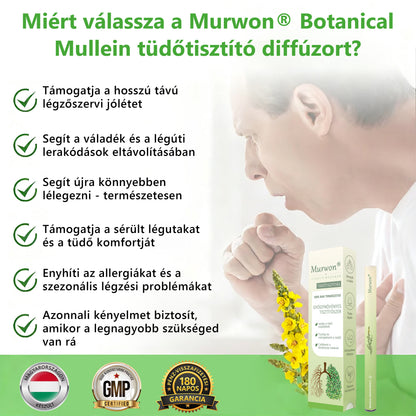 Magyar tulajdonban és üzemeltetésben ✅ Murwon® botanikus ökörfarkkóró (Mullein) tüdőtisztító diffúzor  (🫁 köhögés, garatgyulladás, légszomj, köpet, orrdugulás, hörghurut, hörghurut, allergiás tünetek, tüdő diszkomfort) 💞